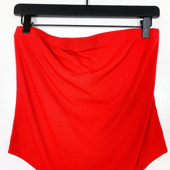 BP Red Ribbed Strapless Bodysuit - Picture 2 of 6